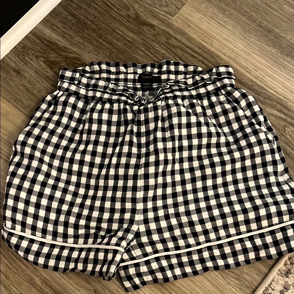 J-Crew Black and White High Waist Gingham Shorts